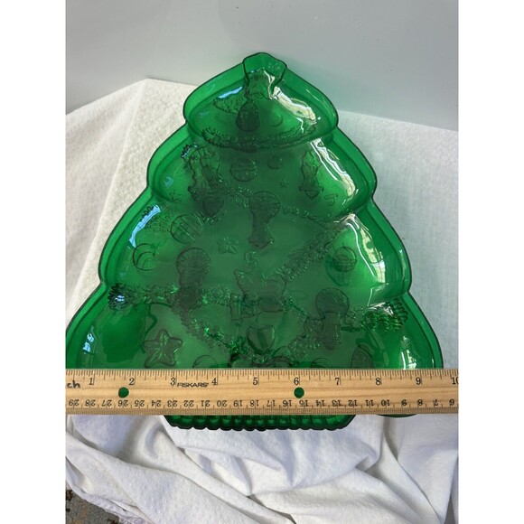 Vintage 3 PC  plastic Christmas Serving Tray Set 3 Green Christmas tree Trays - Picture 8 of 10